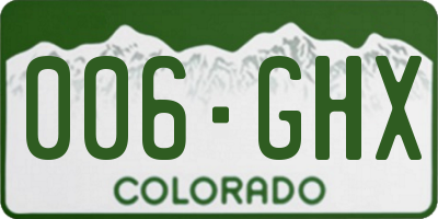 CO license plate 006GHX