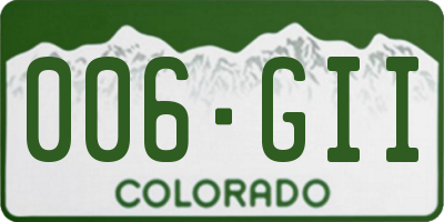 CO license plate 006GII