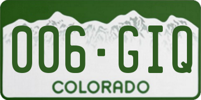 CO license plate 006GIQ