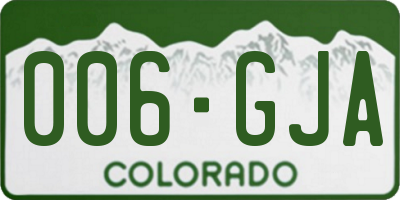 CO license plate 006GJA