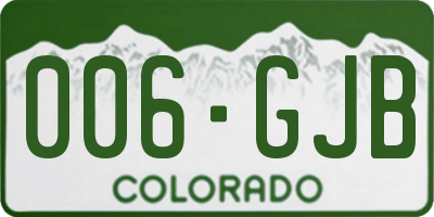 CO license plate 006GJB