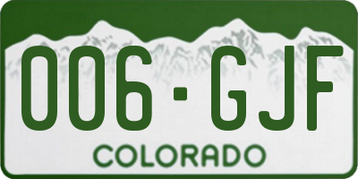 CO license plate 006GJF