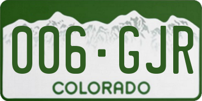 CO license plate 006GJR