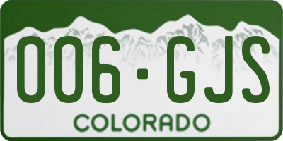 CO license plate 006GJS