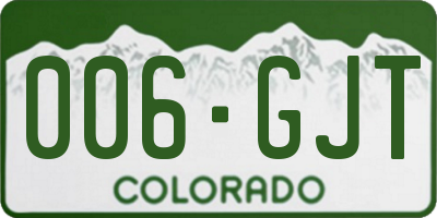 CO license plate 006GJT