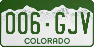 CO license plate 006GJV