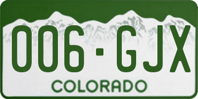 CO license plate 006GJX