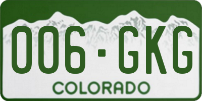 CO license plate 006GKG