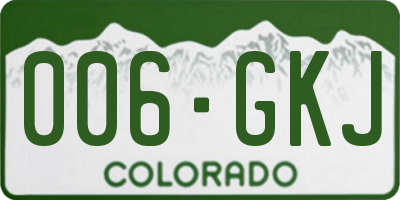 CO license plate 006GKJ