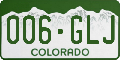 CO license plate 006GLJ