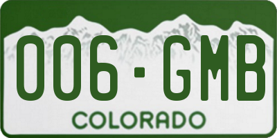 CO license plate 006GMB