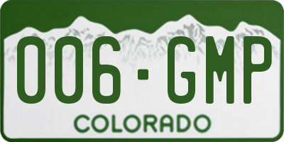 CO license plate 006GMP