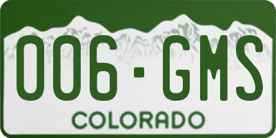 CO license plate 006GMS
