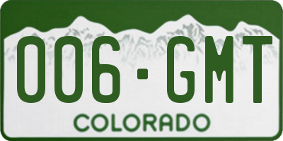 CO license plate 006GMT