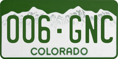 CO license plate 006GNC