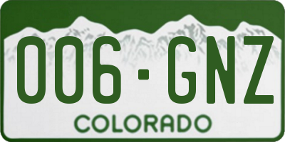 CO license plate 006GNZ