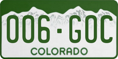 CO license plate 006GOC
