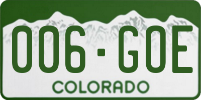 CO license plate 006GOE
