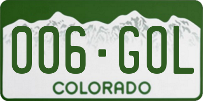 CO license plate 006GOL