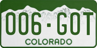CO license plate 006GOT
