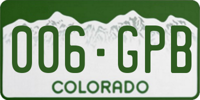 CO license plate 006GPB