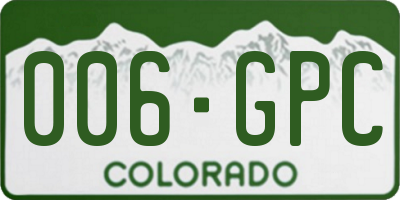 CO license plate 006GPC