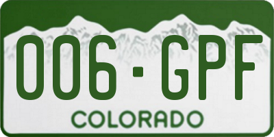 CO license plate 006GPF