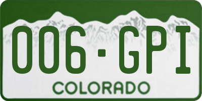 CO license plate 006GPI