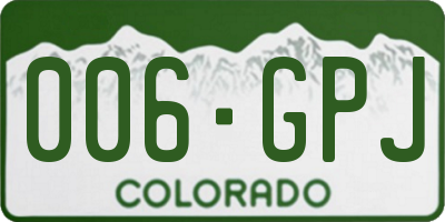 CO license plate 006GPJ