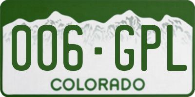 CO license plate 006GPL