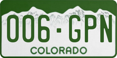 CO license plate 006GPN