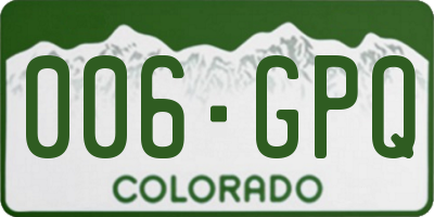 CO license plate 006GPQ