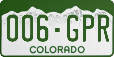 CO license plate 006GPR
