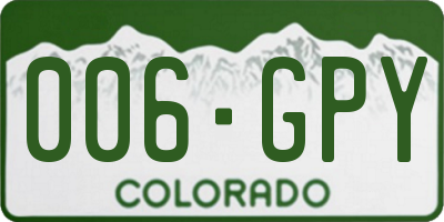 CO license plate 006GPY