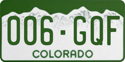 CO license plate 006GQF