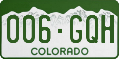 CO license plate 006GQH