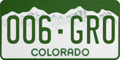 CO license plate 006GRO