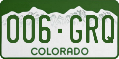CO license plate 006GRQ