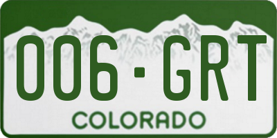 CO license plate 006GRT