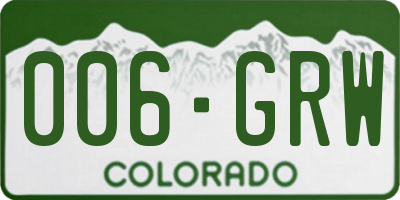 CO license plate 006GRW