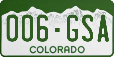 CO license plate 006GSA
