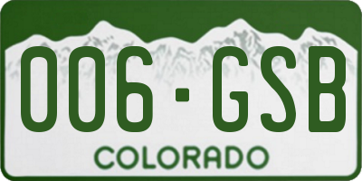 CO license plate 006GSB