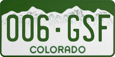 CO license plate 006GSF