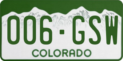 CO license plate 006GSW