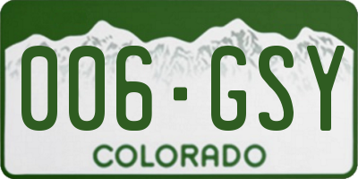 CO license plate 006GSY