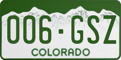 CO license plate 006GSZ