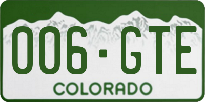 CO license plate 006GTE