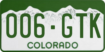 CO license plate 006GTK