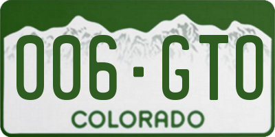 CO license plate 006GTO