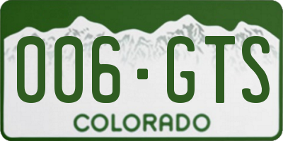 CO license plate 006GTS